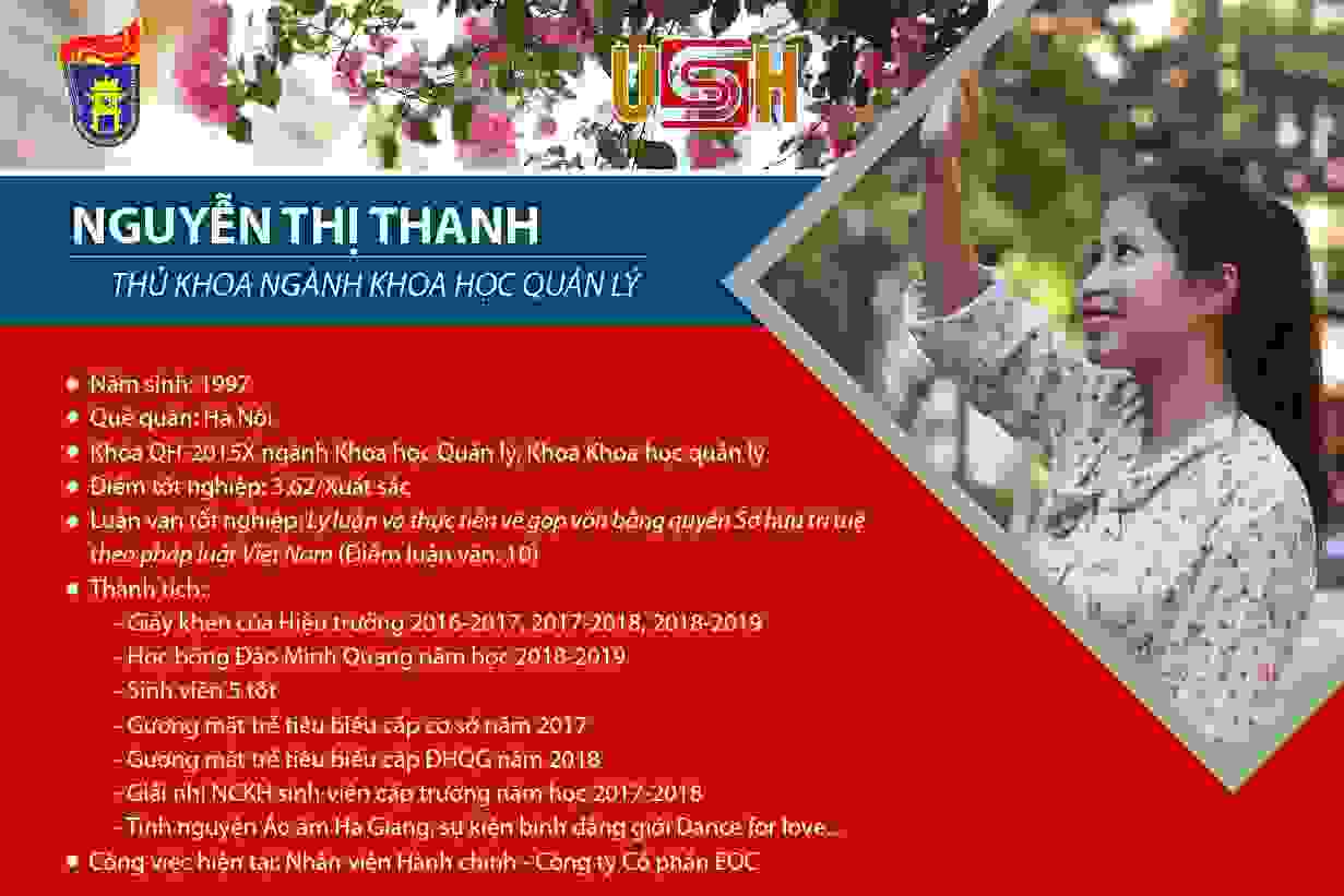 NGUYỄN THỊ THANH – THỦ KHOA TỐT NGHIỆP NGÀNH KHOA HỌC QUẢN LÝ 2019