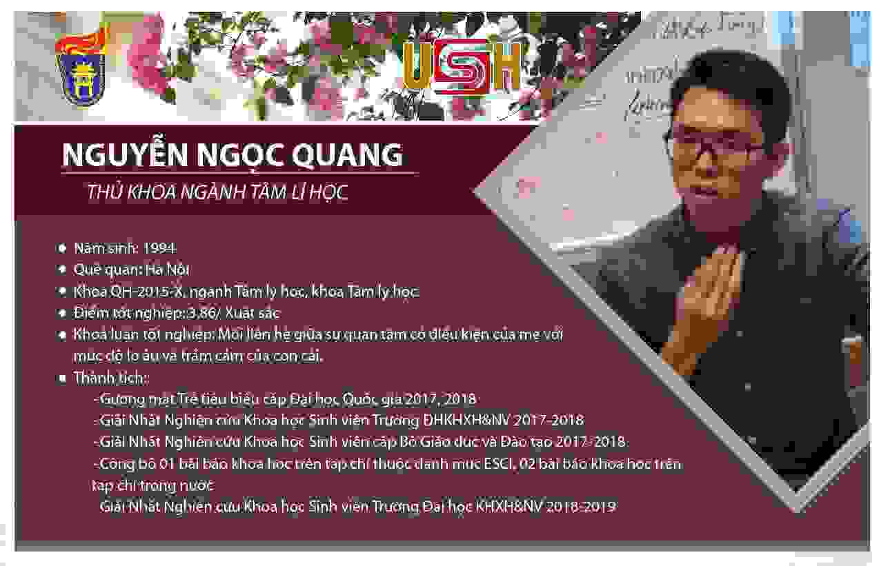 NGUYỄN NGỌC QUANG - THỦ KHOA TỐT NGHIỆP NGÀNH TÂM LÝ HỌC 2019