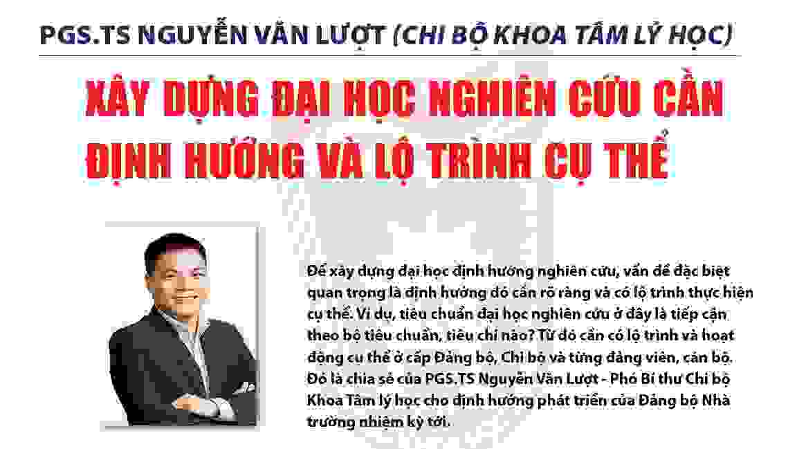 PGS.TS Nguyễn Văn Lượt (Chi bộ Khoa Tâm lý học): Xây dựng ĐH nghiên cứu cần định hướng và lộ trình cụ thể