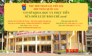 Thư mời tham gia viết bài Hội thảo Quốc gia: "Cơ sở khoa học và thực tiễn sửa đổi Luật Báo chí 2016"