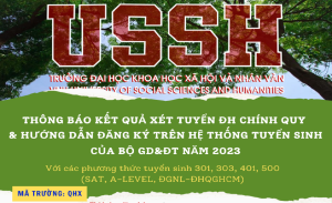 Thông báo kết quả xét tuyển đại học chính quy và hướng dẫn đăng ký trên hệ thống tuyển sinh của Bộ GD-ĐT với các phương thức tuyển sinh 301, 303, 401, 500 (SAT, A-LEVEL, ĐGNL-ĐHQGHCM) năm 2023