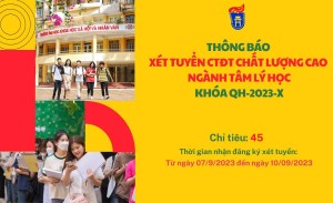 Thông báo Xét tuyển CTĐT CLC ngành Tâm lý học khoá QH-2023-X