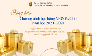 Thông báo Chương trình học bổng AEON 1% Club năm học 2023 – 2024 dành cho sinh viên VNU- game đánh chắn online đổi thưởng
