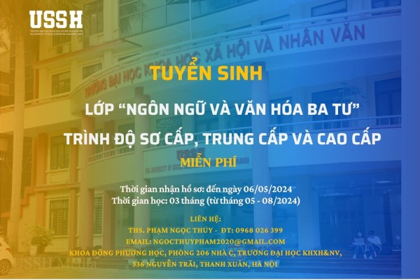 Thông báo tuyển sinh lớp “Ngôn ngữ và văn hóa Ba Tư” trình độ Sơ cấp, Trung cấp và Cao cấp