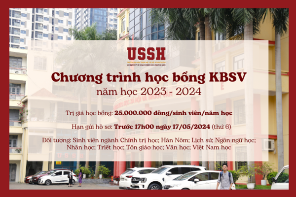 Nhận hồ sơ đăng ký Chương trình học bổng KBSV, năm học 2023 – 2024 dành cho Sinh viên VNU- game đánh chắn online đổi thưởng
