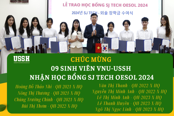 09 sinh viên VNU- game đánh chắn online đổi thưởng
 được trao học bổng giá trị của SJ Tech Oesol 2024