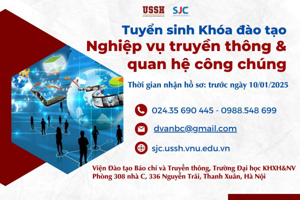 Tuyển sinh Khóa đào tạo “Nghiệp vụ truyền thông và quan hệ công chúng”